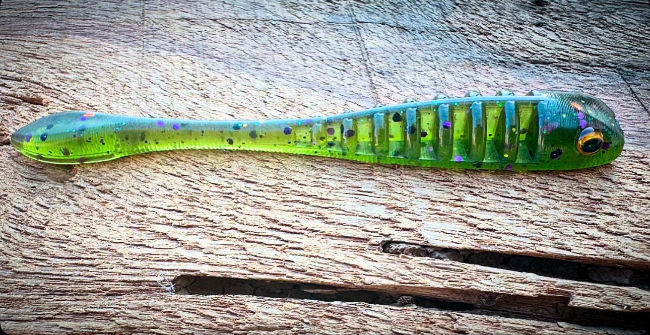 Fish or Die Gadsden hand-poured soft plastic bait - side view